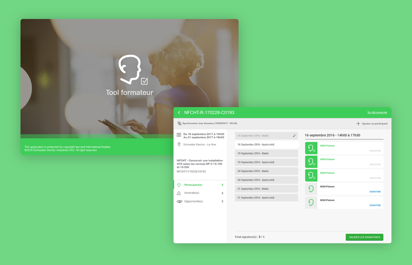 Interface d'émargement pour formation