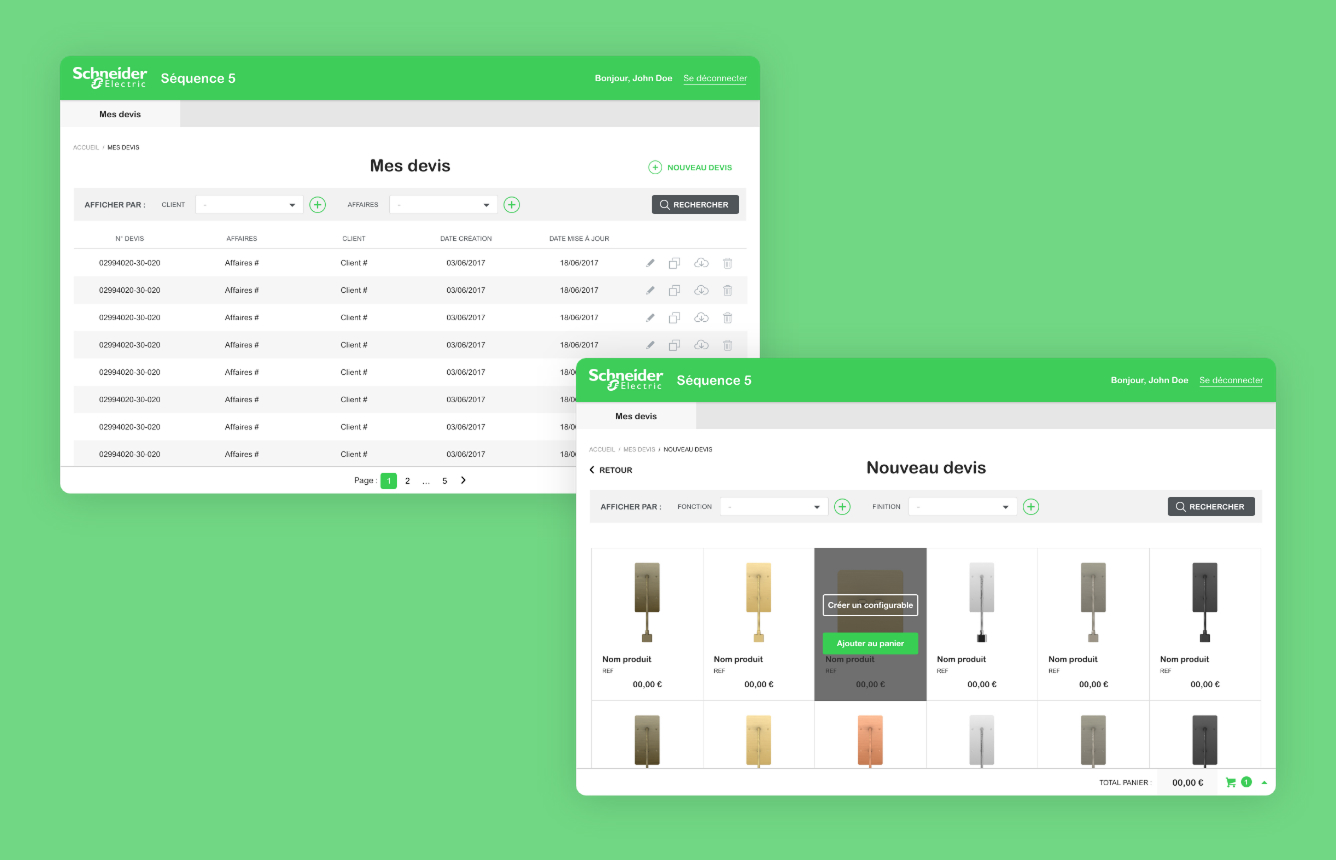 Interface B2B pour commande produits